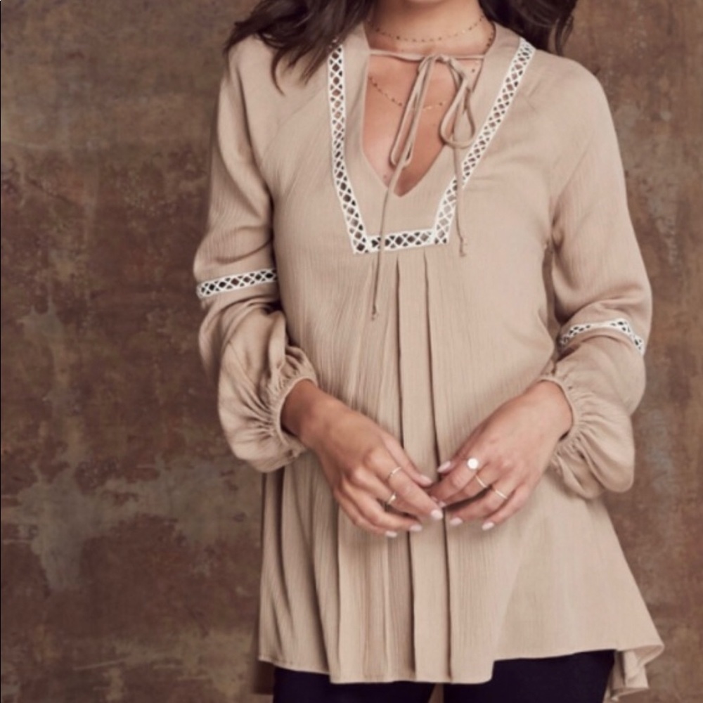 Boho long sleeve warm tan tunic.